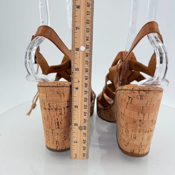 Born Bernese Womens Sandal Size 10 Brown Leather Wedge Heel Open Toe Retro Caged - Picture 7 of 14